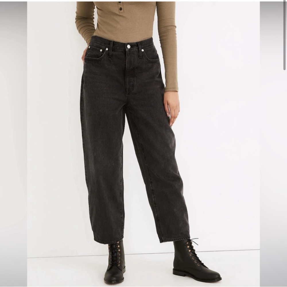 Madewell Black Cropped High-Rise Straight Jeans